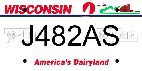 J482AS Wisconsin License Plate