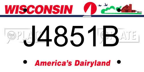 J4851B Wisconsin License Plate