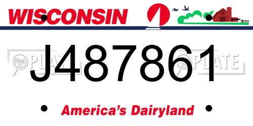 J487861 Wisconsin License Plate