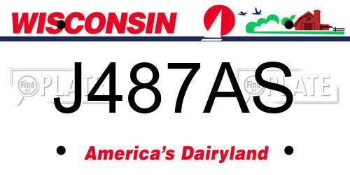 J487AS Wisconsin License Plate