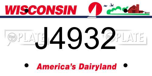J4932 Wisconsin License Plate