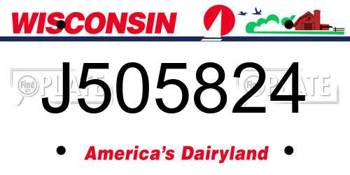J505824 Wisconsin License Plate