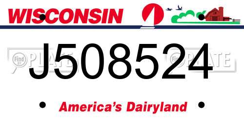 J508524 Wisconsin License Plate