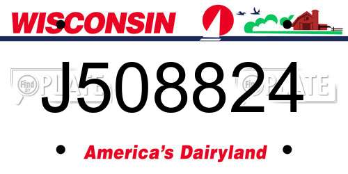 J508824 Wisconsin License Plate