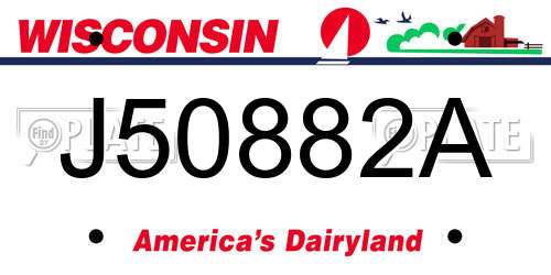 J50882A Wisconsin License Plate