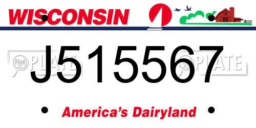 J515567 Wisconsin License Plate