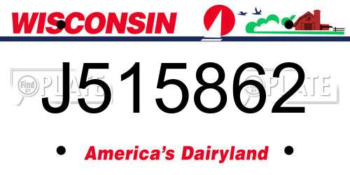 J515862 Wisconsin License Plate