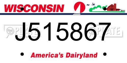 J515867 Wisconsin License Plate