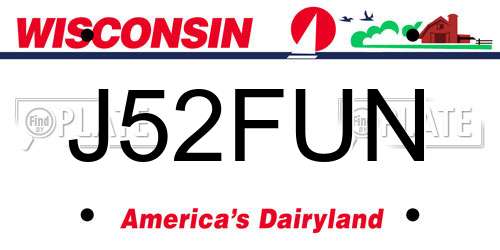 J52FUN Wisconsin License Plate
