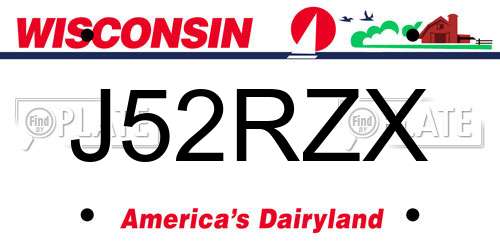 J52RZX Wisconsin License Plate
