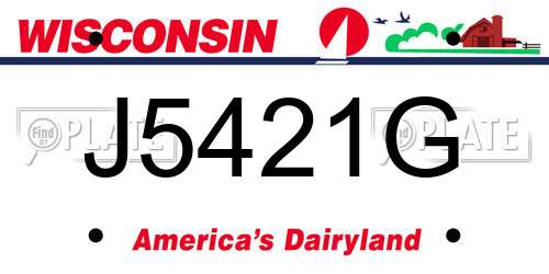 J5421G Wisconsin License Plate