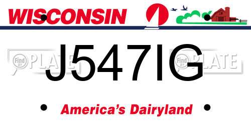 J547IG Wisconsin License Plate