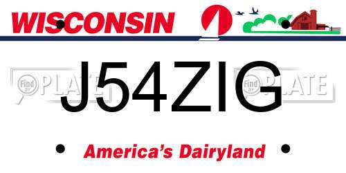 J54ZIG Wisconsin License Plate