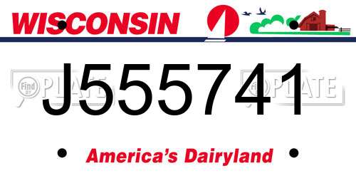 J555741 Wisconsin License Plate