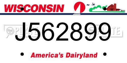 J562899 Wisconsin License Plate
