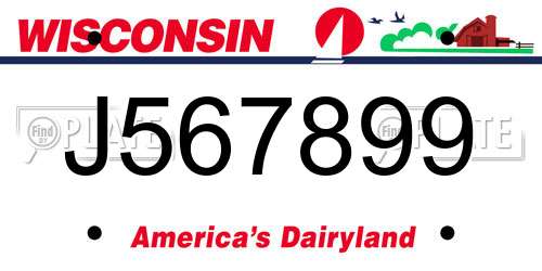 J567899 Wisconsin License Plate