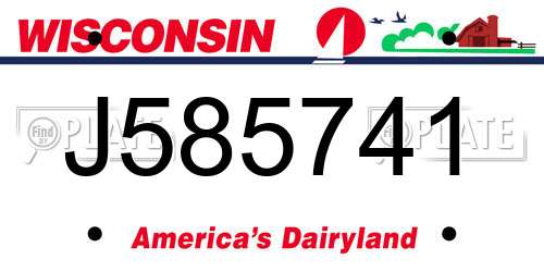 J585741 Wisconsin License Plate