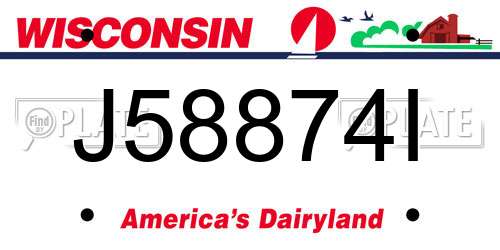 J58874I Wisconsin License Plate