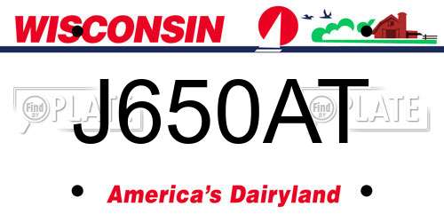 J650AT Wisconsin License Plate