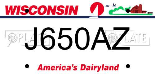 J650AZ Wisconsin License Plate