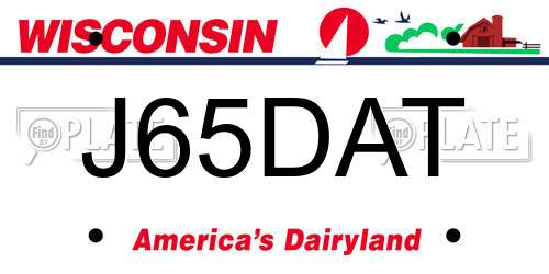 J65DAT Wisconsin License Plate