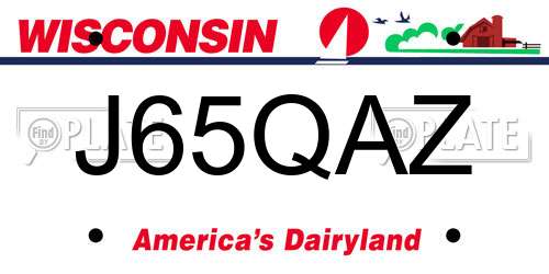 J65QAZ Wisconsin License Plate