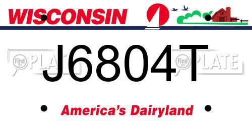 J6804T Wisconsin License Plate