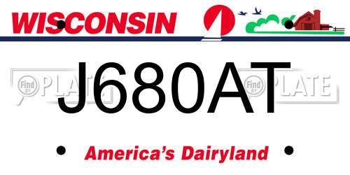 J680AT Wisconsin License Plate