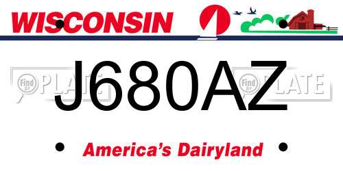 J680AZ Wisconsin License Plate