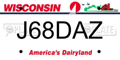J68DAZ Wisconsin License Plate
