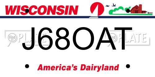 J68OAT Wisconsin License Plate