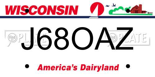 J68OAZ Wisconsin License Plate