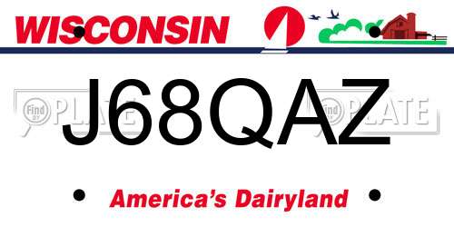 J68QAZ Wisconsin License Plate