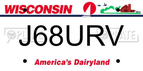J68URV Wisconsin License Plate