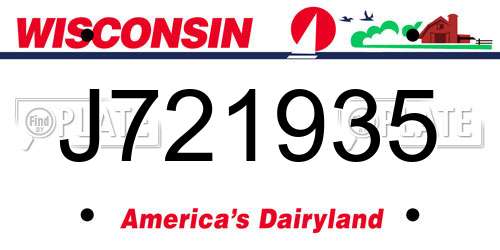 J721935 Wisconsin License Plate