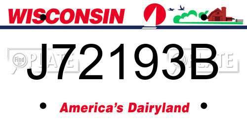 J72193B Wisconsin License Plate