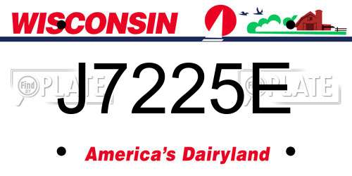 J7225E Wisconsin License Plate