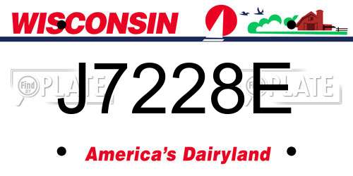 J7228E Wisconsin License Plate