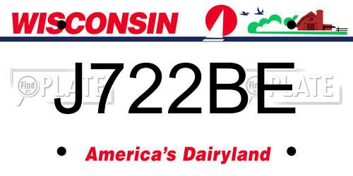 J722BE Wisconsin License Plate