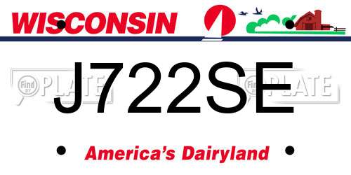 J722SE Wisconsin License Plate
