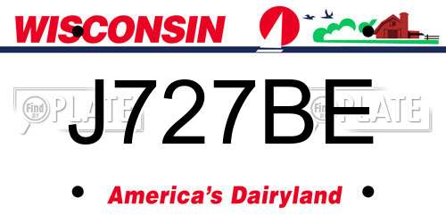 J727BE Wisconsin License Plate