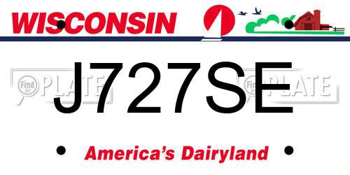 J727SE Wisconsin License Plate
