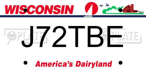 J72TBE Wisconsin License Plate