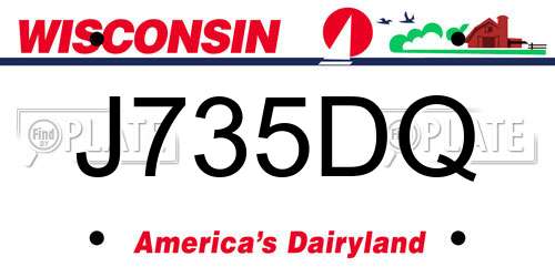 J735DQ Wisconsin License Plate