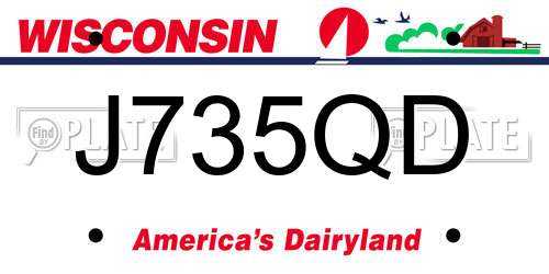 J735QD Wisconsin License Plate