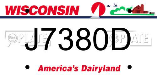 J7380D Wisconsin License Plate