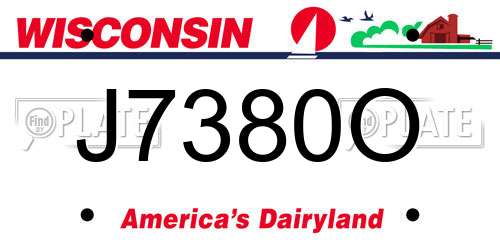 J7380O Wisconsin License Plate