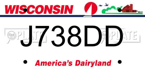 J738DD Wisconsin License Plate