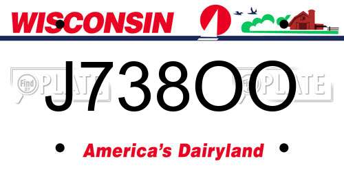J738OO Wisconsin License Plate