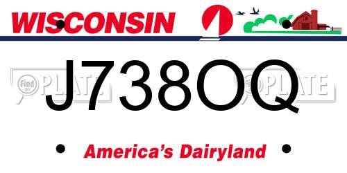 J738OQ Wisconsin License Plate